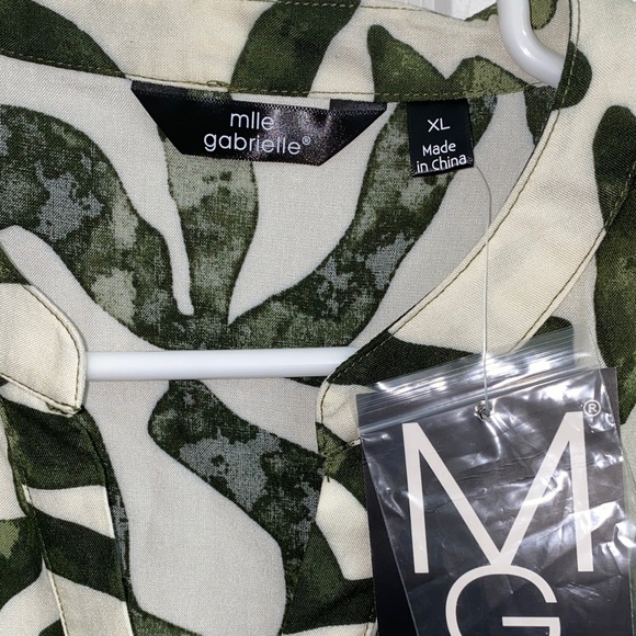 Mlle Gabrielle Olive and Cream Long Sleeve Dress - Picture 3 of 5